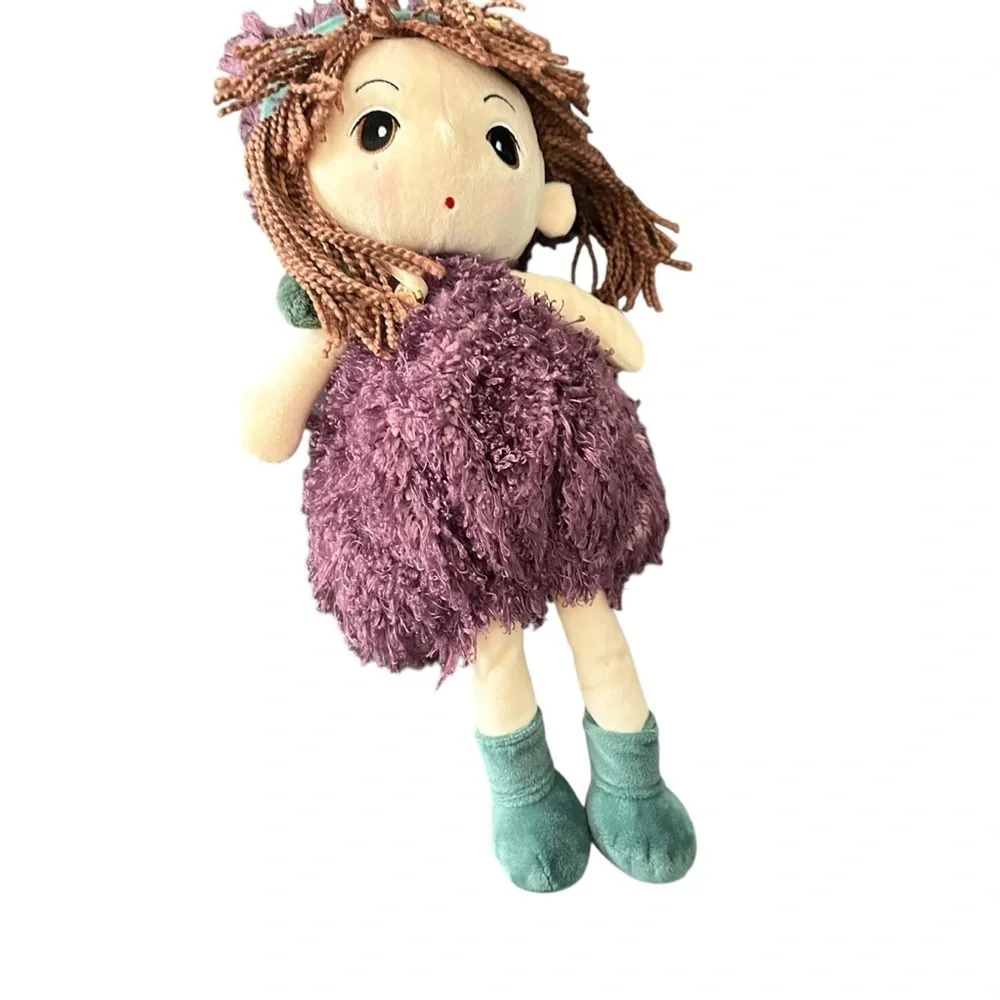 Plush Doll with Purple Dress and Teal Shoes